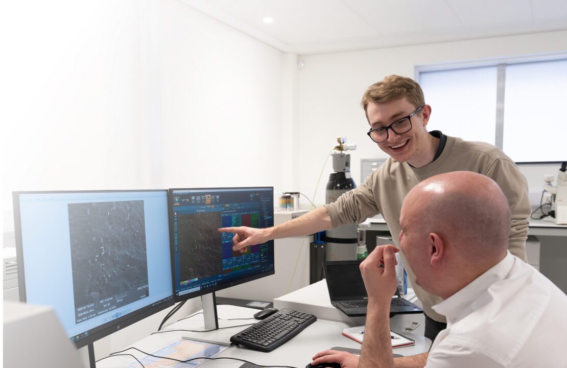 In the Innoval lab looking at Collaborative research & development.